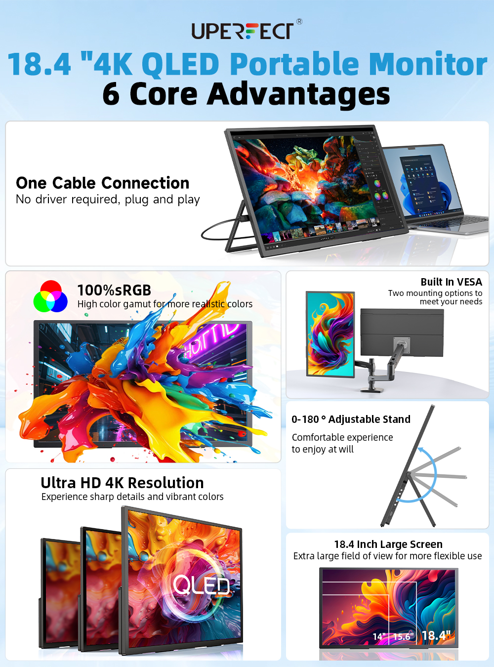 UPERFECT 18.4 inch 4K QLED Por – обзор и цена Monitor 144Hz 27Inch
