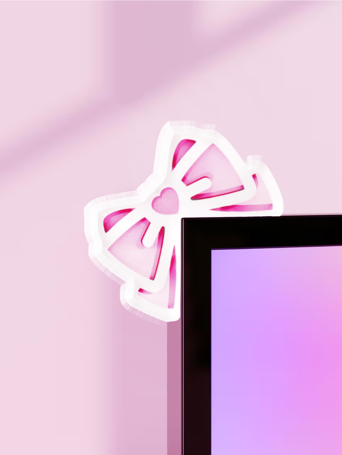 Kawaii Bow Monitor Decor Pink  – обзор и цена Gaming Accessories Pc Setup