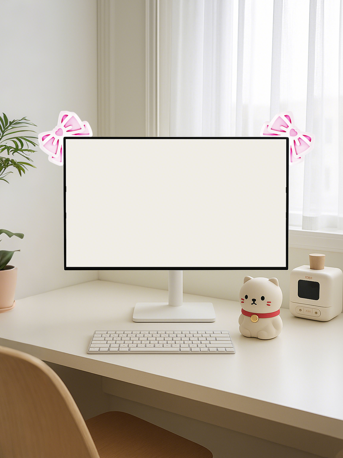 Kawaii Bow Monitor Decor Pink  – обзор и цена Gaming Accessories Pc Setup